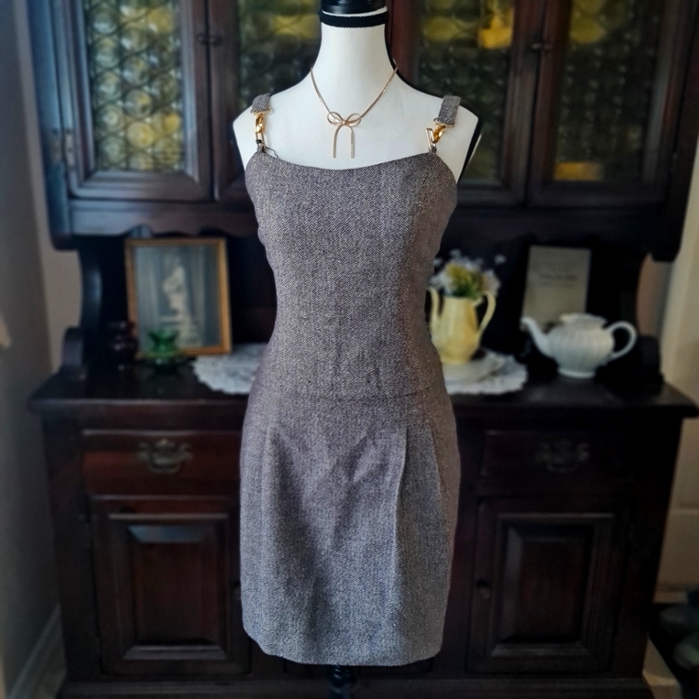 NWT Vertigo Paris Tweed Drop Waist Pencil Dress size XS